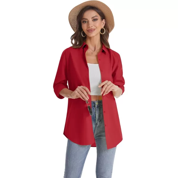 J.VER Womens Oversized Button Down Shirts Casual Long Sleeve Lightweight Breathable Solid Cotton Blouse Office Dress Shirt