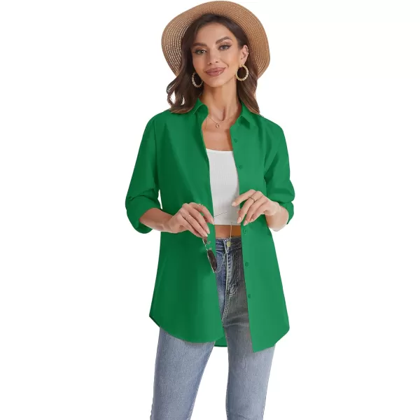 J.VER Womens Oversized Button Down Shirts Casual Long Sleeve Lightweight Breathable Solid Cotton Blouse Office Dress Shirt