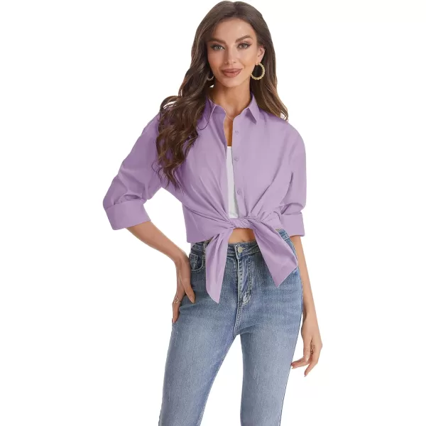 J.VER Womens Oversized Button Down Shirts Casual Long Sleeve Lightweight Breathable Solid Cotton Blouse Office Dress Shirt