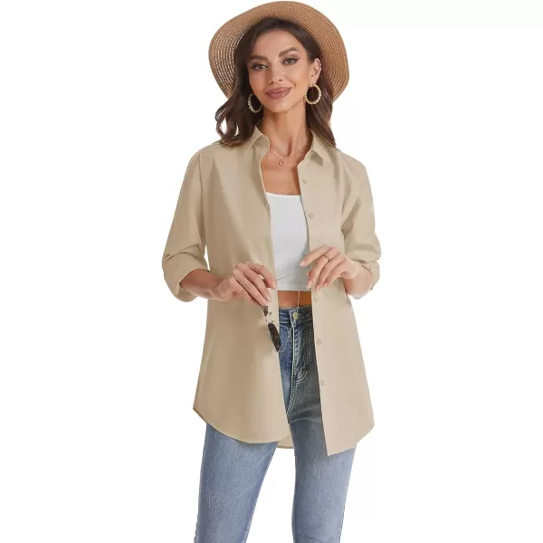 J.VER Womens Oversized Button Down Shirts Casual Long Sleeve Lightweight Breathable Solid Cotton Blouse Office Dress Shirt