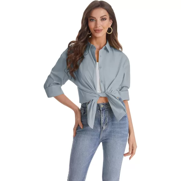 J.VER Womens Oversized Button Down Shirts Casual Long Sleeve Lightweight Breathable Solid Cotton Blouse Office Dress Shirt