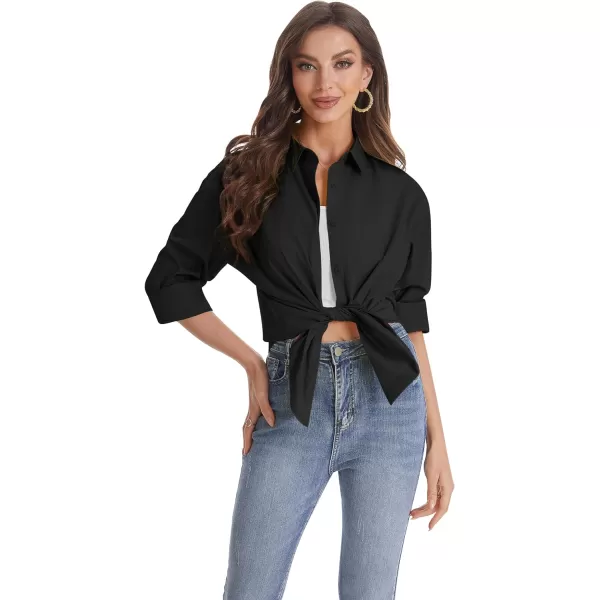 J.VER Womens Oversized Button Down Shirts Casual Long Sleeve Lightweight Breathable Solid Cotton Blouse Office Dress Shirt