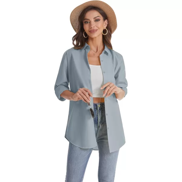 J.VER Womens Oversized Button Down Shirts Casual Long Sleeve Lightweight Breathable Solid Cotton Blouse Office Dress Shirt