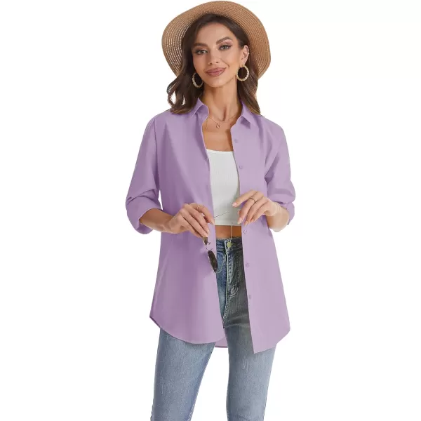J.VER Womens Oversized Button Down Shirts Casual Long Sleeve Lightweight Breathable Solid Cotton Blouse Office Dress Shirt