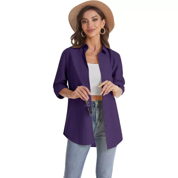 J.VER Womens Oversized Button Down Shirts Casual Long Sleeve Lightweight Breathable Solid Cotton Blouse Office Dress Shirt