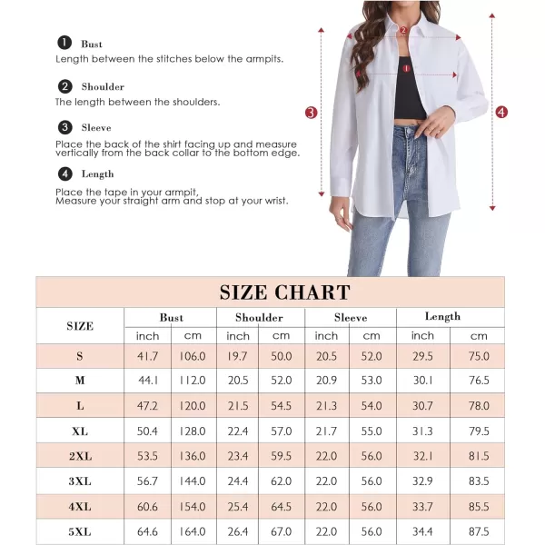 J.VER Womens Oversized Button Down Shirts Casual Long Sleeve Lightweight Breathable Solid Cotton Blouse Office Dress Shirt