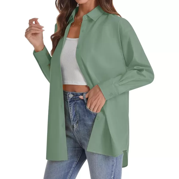 J.VER Womens Oversized Button Down Shirts Casual Long Sleeve Lightweight Breathable Solid Cotton Blouse Office Dress Shirt