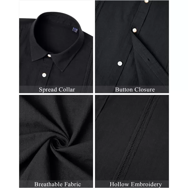Mens Linen Shirts Short Sleeve Button Up Casual Lightweight Solid Shirt Stylish Cuban Guayabera Beach Tops