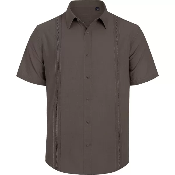 Mens Linen Shirts Short Sleeve Button Up Casual Lightweight Solid Shirt Stylish Cuban Guayabera Beach Tops