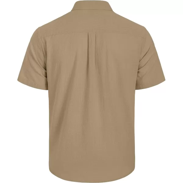 Mens Linen Shirts Short Sleeve Button Up Casual Lightweight Solid Shirt Stylish Cuban Guayabera Beach Tops