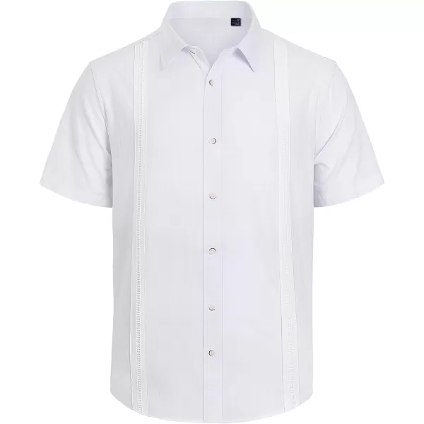 Mens Linen Shirts Short Sleeve Button Up Casual Lightweight Solid Shirt Stylish Cuban Guayabera Beach Tops
