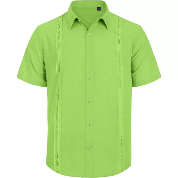 Mens Linen Shirts Short Sleeve Button Up Casual Lightweight Solid Shirt Stylish Cuban Guayabera Beach Tops