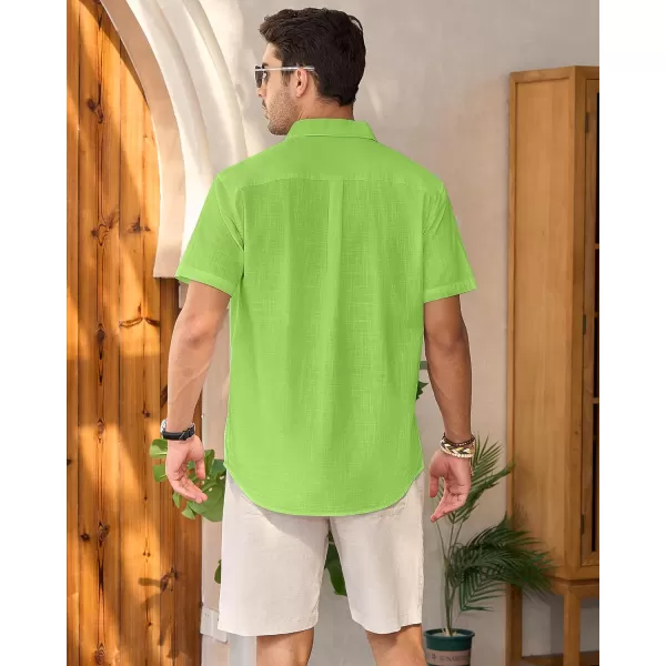 Mens Linen Shirts Short Sleeve Button Up Casual Lightweight Solid Shirt Stylish Cuban Guayabera Beach Tops