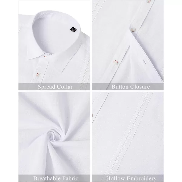 Mens Linen Shirts Short Sleeve Button Up Casual Lightweight Solid Shirt Stylish Cuban Guayabera Beach Tops