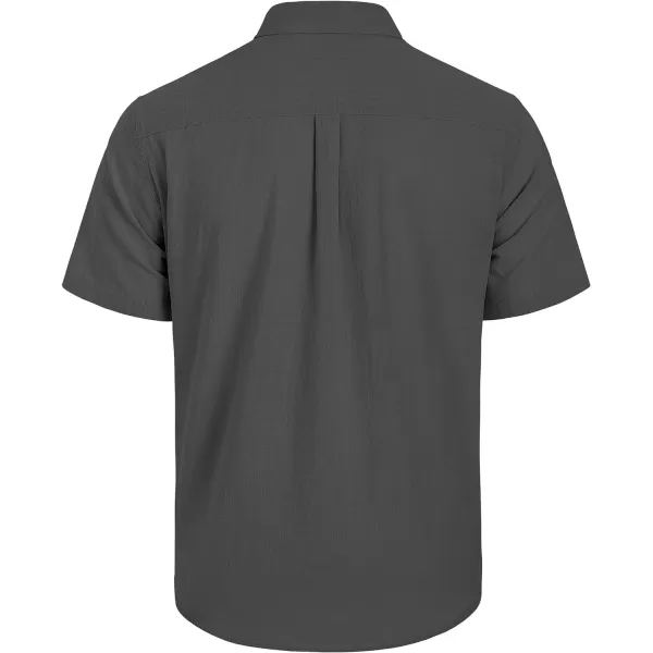 Mens Linen Shirts Short Sleeve Button Up Casual Lightweight Solid Shirt Stylish Cuban Guayabera Beach Tops