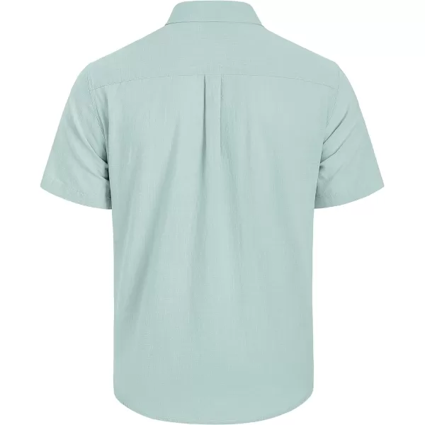 Mens Linen Shirts Short Sleeve Button Up Casual Lightweight Solid Shirt Stylish Cuban Guayabera Beach Tops