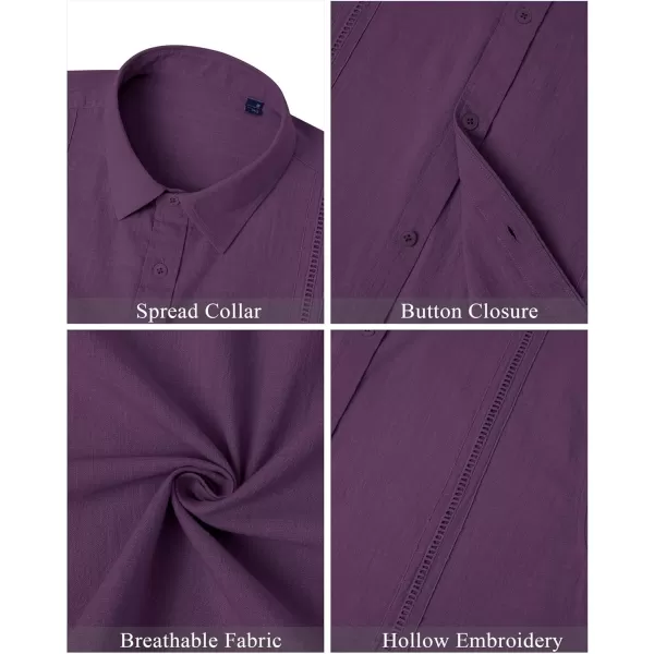 Mens Linen Shirts Short Sleeve Button Up Casual Lightweight Solid Shirt Stylish Cuban Guayabera Beach Tops