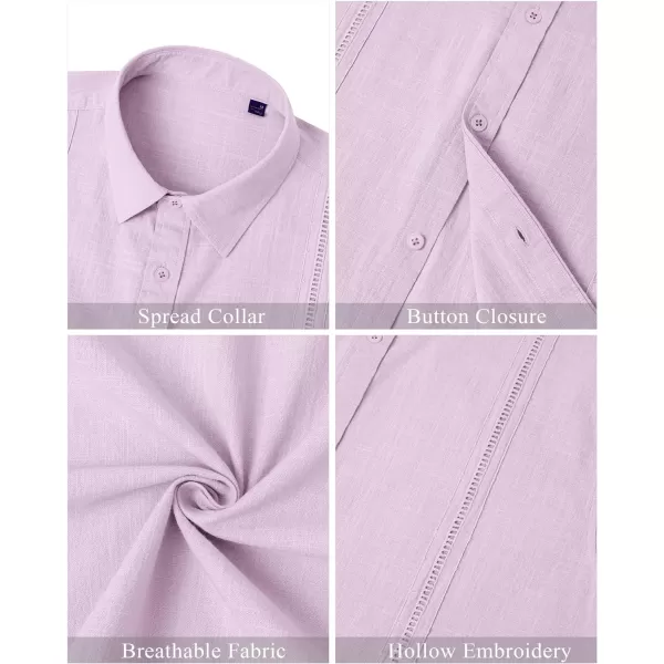 Mens Linen Shirts Short Sleeve Button Up Casual Lightweight Solid Shirt Stylish Cuban Guayabera Beach Tops