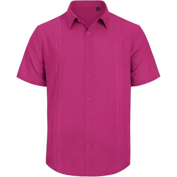 Mens Linen Shirts Short Sleeve Button Up Casual Lightweight Solid Shirt Stylish Cuban Guayabera Beach Tops