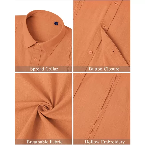 Mens Linen Shirts Short Sleeve Button Up Casual Lightweight Solid Shirt Stylish Cuban Guayabera Beach Tops