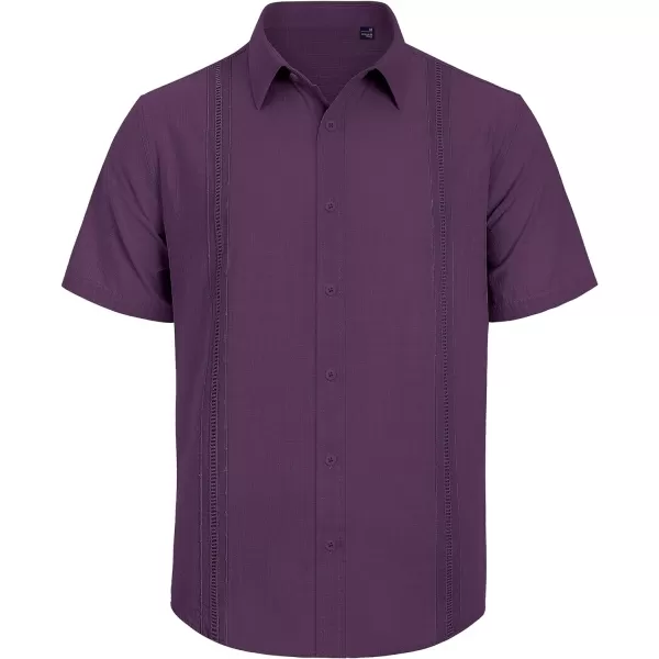 Mens Linen Shirts Short Sleeve Button Up Casual Lightweight Solid Shirt Stylish Cuban Guayabera Beach Tops