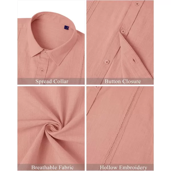 Mens Linen Shirts Short Sleeve Button Up Casual Lightweight Solid Shirt Stylish Cuban Guayabera Beach Tops