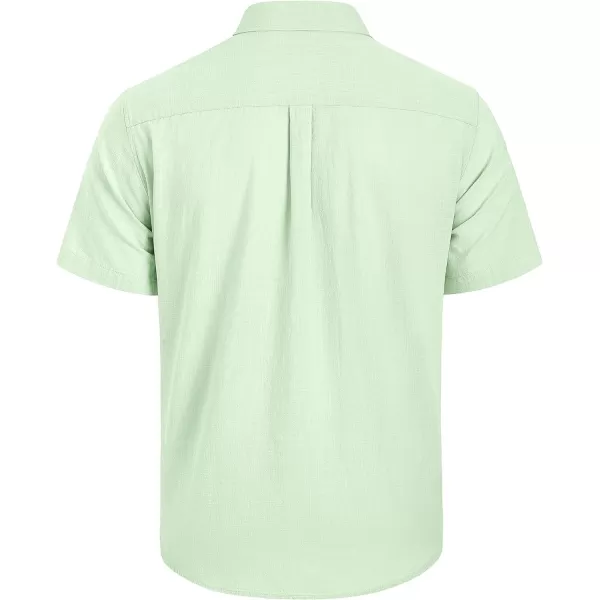 Mens Linen Shirts Short Sleeve Button Up Casual Lightweight Solid Shirt Stylish Cuban Guayabera Beach Tops