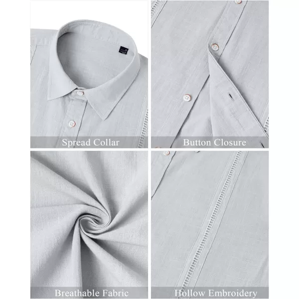 Mens Linen Shirts Short Sleeve Button Up Casual Lightweight Solid Shirt Stylish Cuban Guayabera Beach Tops