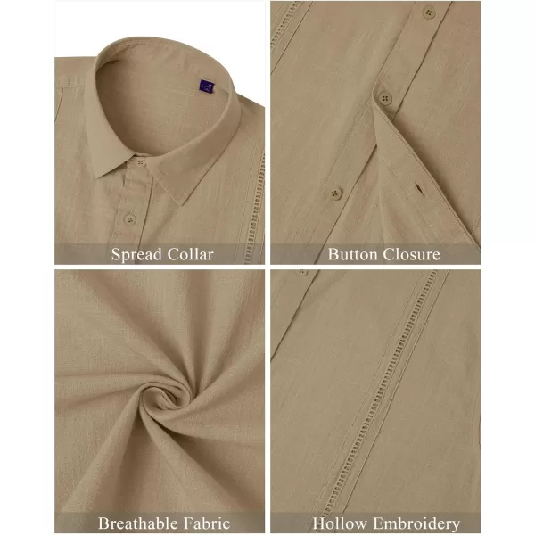 Mens Linen Shirts Short Sleeve Button Up Casual Lightweight Solid Shirt Stylish Cuban Guayabera Beach Tops