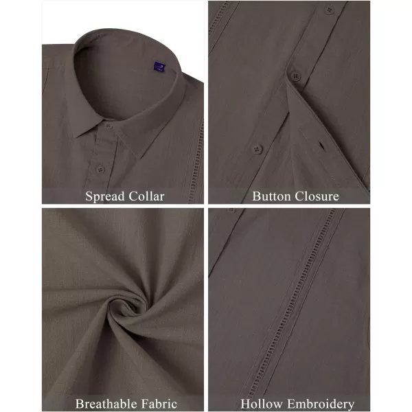 Mens Linen Shirts Short Sleeve Button Up Casual Lightweight Solid Shirt Stylish Cuban Guayabera Beach Tops