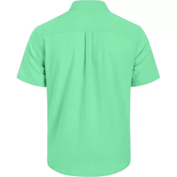 Mens Linen Shirts Short Sleeve Button Up Casual Lightweight Solid Shirt Stylish Cuban Guayabera Beach Tops