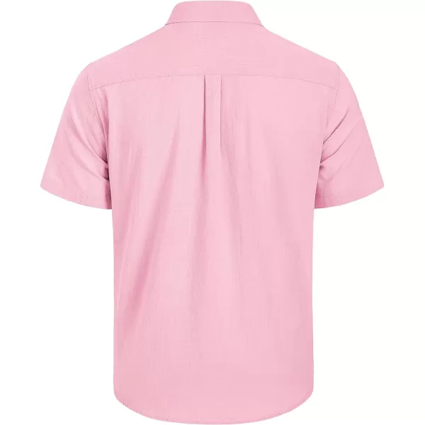 Mens Linen Shirts Short Sleeve Button Up Casual Lightweight Solid Shirt Stylish Cuban Guayabera Beach Tops