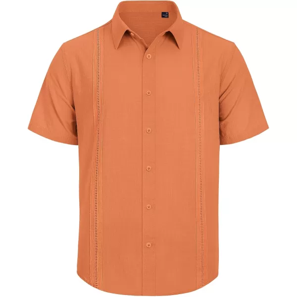Mens Linen Shirts Short Sleeve Button Up Casual Lightweight Solid Shirt Stylish Cuban Guayabera Beach Tops