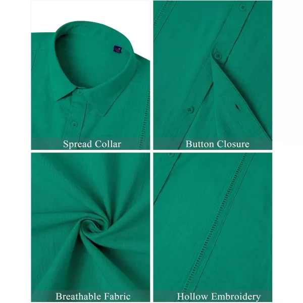 Mens Linen Shirts Short Sleeve Button Up Casual Lightweight Solid Shirt Stylish Cuban Guayabera Beach Tops