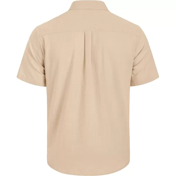 Mens Linen Shirts Short Sleeve Button Up Casual Lightweight Solid Shirt Stylish Cuban Guayabera Beach Tops