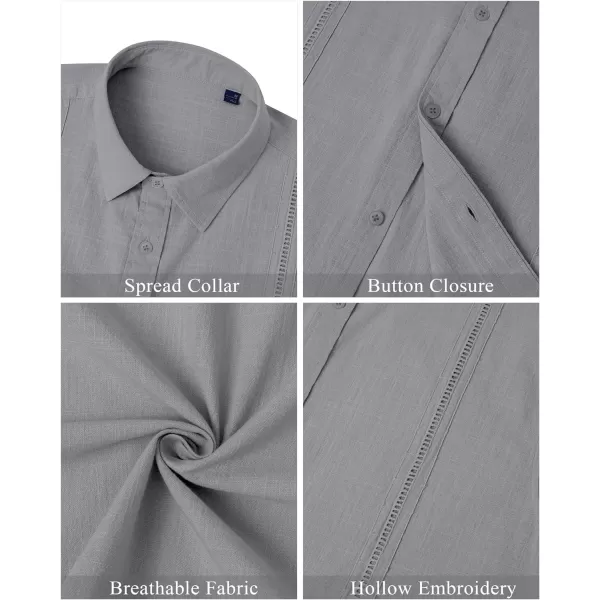 Mens Linen Shirts Short Sleeve Button Up Casual Lightweight Solid Shirt Stylish Cuban Guayabera Beach Tops