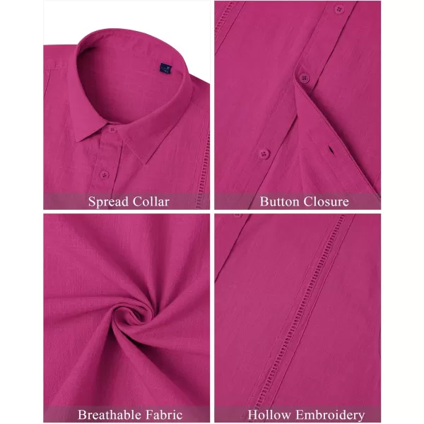 Mens Linen Shirts Short Sleeve Button Up Casual Lightweight Solid Shirt Stylish Cuban Guayabera Beach Tops