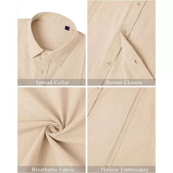 Mens Linen Shirts Short Sleeve Button Up Casual Lightweight Solid Shirt Stylish Cuban Guayabera Beach Tops