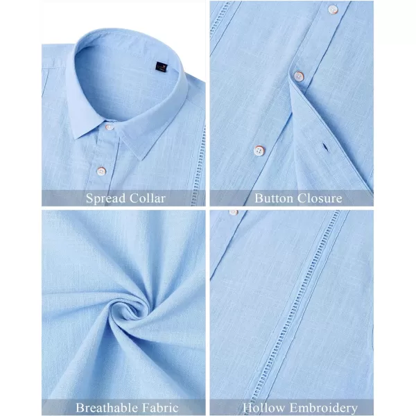 Mens Linen Shirts Short Sleeve Button Up Casual Lightweight Solid Shirt Stylish Cuban Guayabera Beach Tops