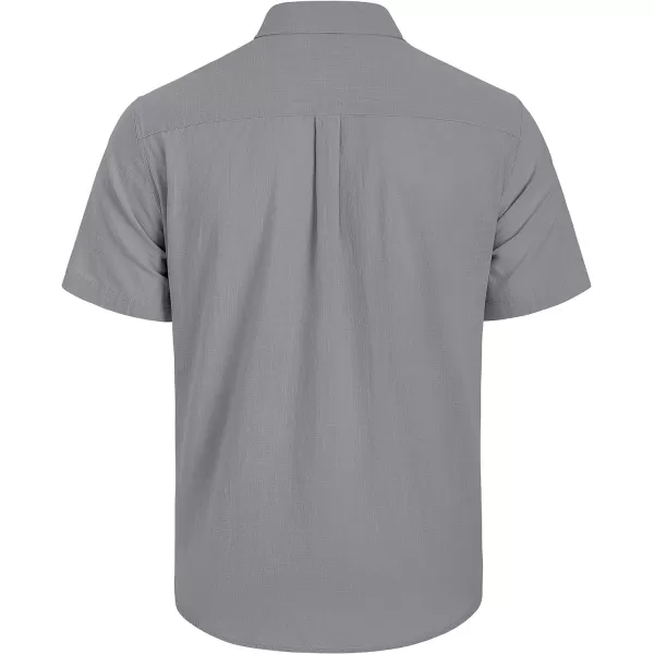 Mens Linen Shirts Short Sleeve Button Up Casual Lightweight Solid Shirt Stylish Cuban Guayabera Beach Tops
