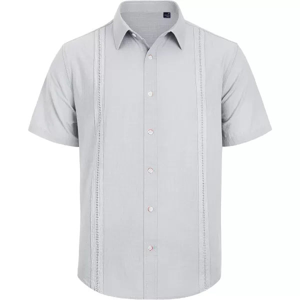Mens Linen Shirts Short Sleeve Button Up Casual Lightweight Solid Shirt Stylish Cuban Guayabera Beach Tops