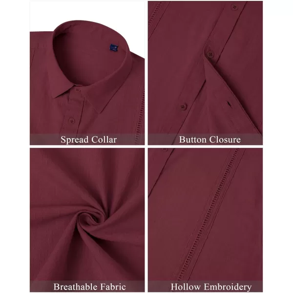 Mens Linen Shirts Short Sleeve Button Up Casual Lightweight Solid Shirt Stylish Cuban Guayabera Beach Tops