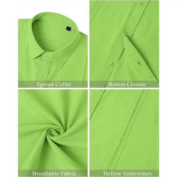 Mens Linen Shirts Short Sleeve Button Up Casual Lightweight Solid Shirt Stylish Cuban Guayabera Beach Tops