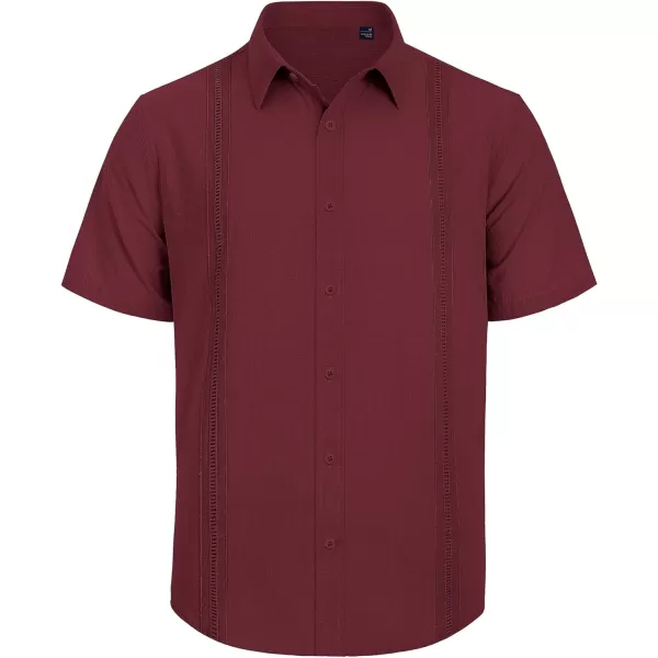 Mens Linen Shirts Short Sleeve Button Up Casual Lightweight Solid Shirt Stylish Cuban Guayabera Beach Tops