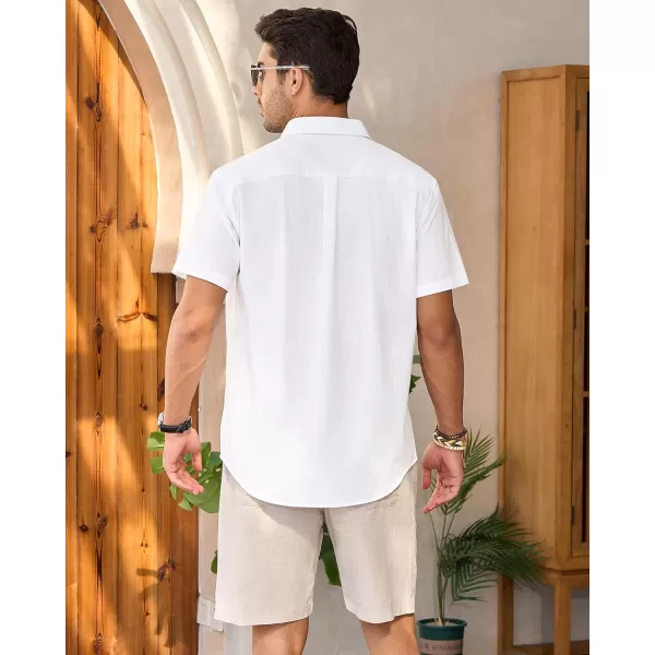 Mens Linen Shirts Short Sleeve Button Up Casual Lightweight Solid Shirt Stylish Cuban Guayabera Beach Tops