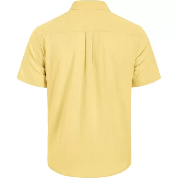 Mens Linen Shirts Short Sleeve Button Up Casual Lightweight Solid Shirt Stylish Cuban Guayabera Beach Tops