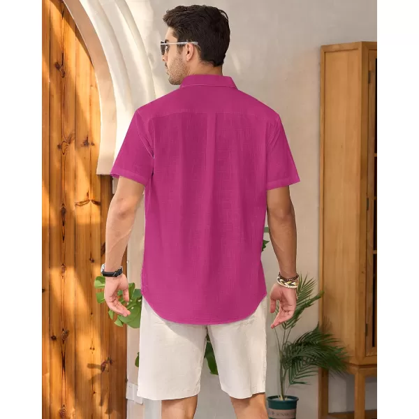 Mens Linen Shirts Short Sleeve Button Up Casual Lightweight Solid Shirt Stylish Cuban Guayabera Beach Tops