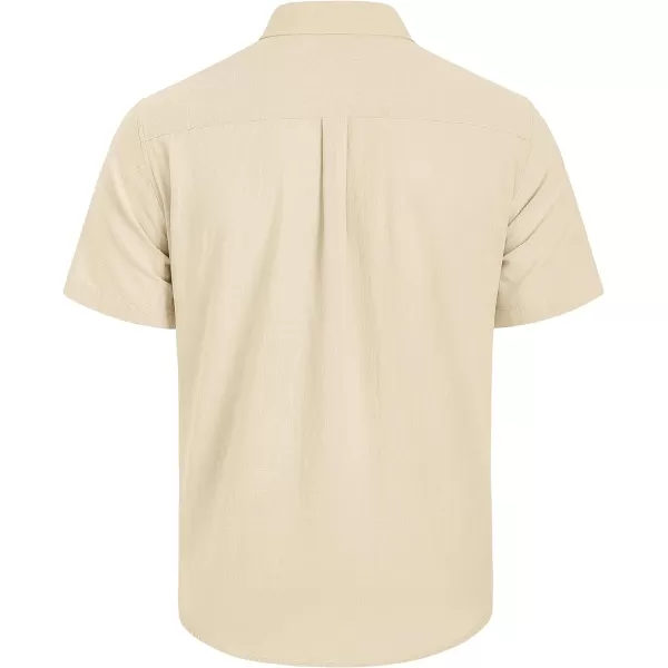 Mens Linen Shirts Short Sleeve Button Up Casual Lightweight Solid Shirt Stylish Cuban Guayabera Beach Tops
