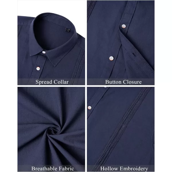 Mens Linen Shirts Short Sleeve Button Up Casual Lightweight Solid Shirt Stylish Cuban Guayabera Beach Tops