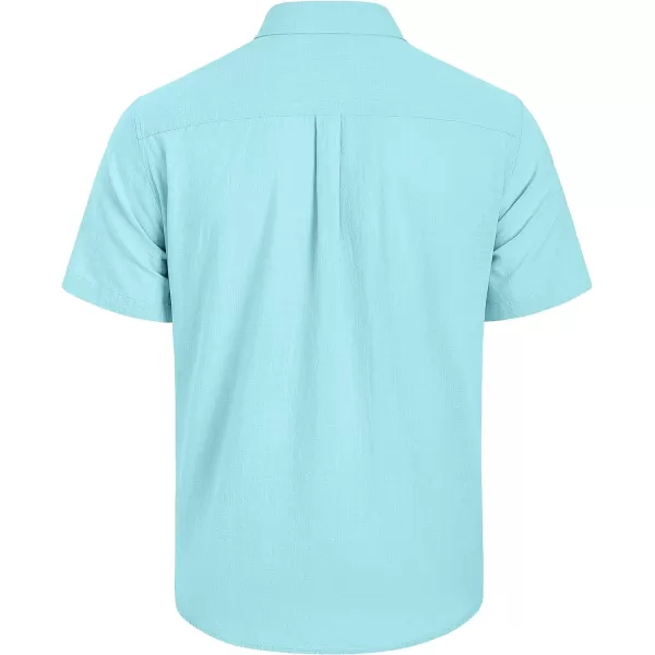 Mens Linen Shirts Short Sleeve Button Up Casual Lightweight Solid Shirt Stylish Cuban Guayabera Beach Tops